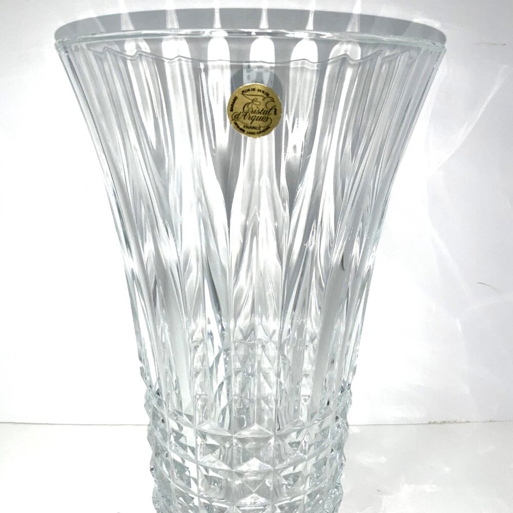 French Cristal D'Arques Diamond Cut Lead Crystal Vase Fontenay Collection MCM